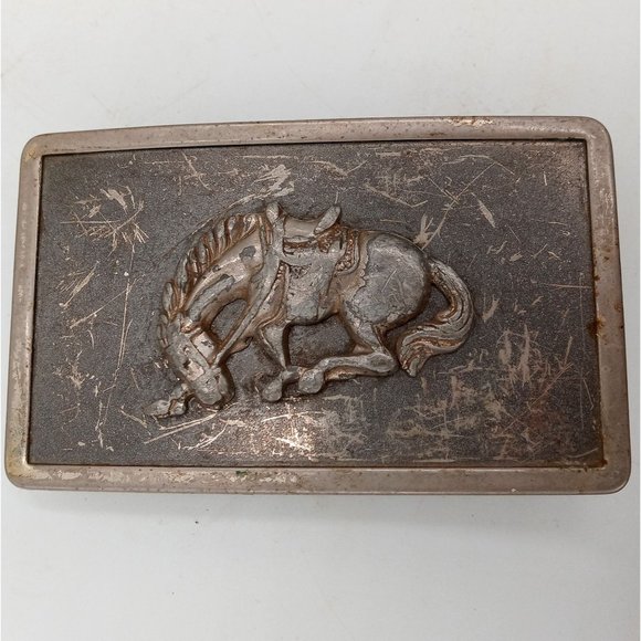 Distressed Horse Belt Buckle Vintage Cowboy Rodeo Lyntone Country Western Wear - Picture 9 of 9